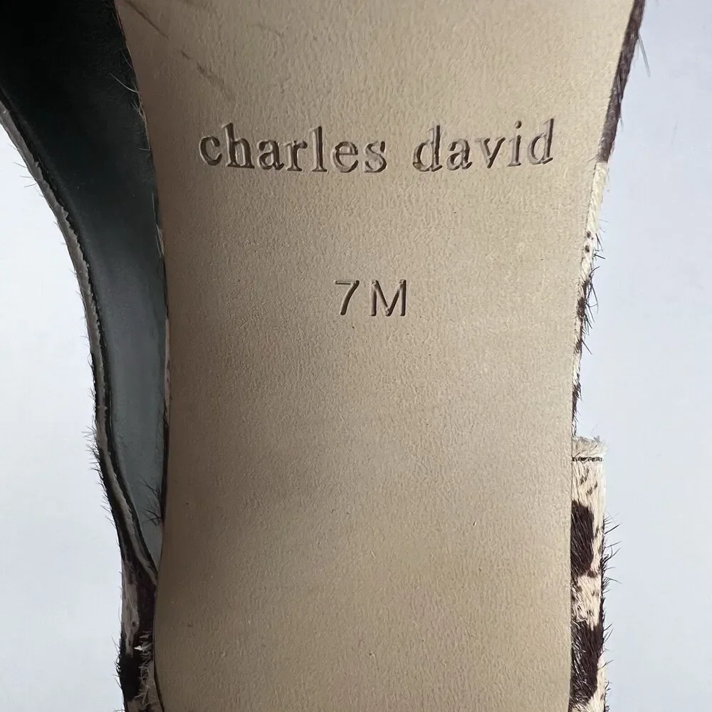 Charles David Leopard Calf Hair D'Orsay Peep Toe Stiletto Pumps Women's Size 7 - Picture 8 of 9